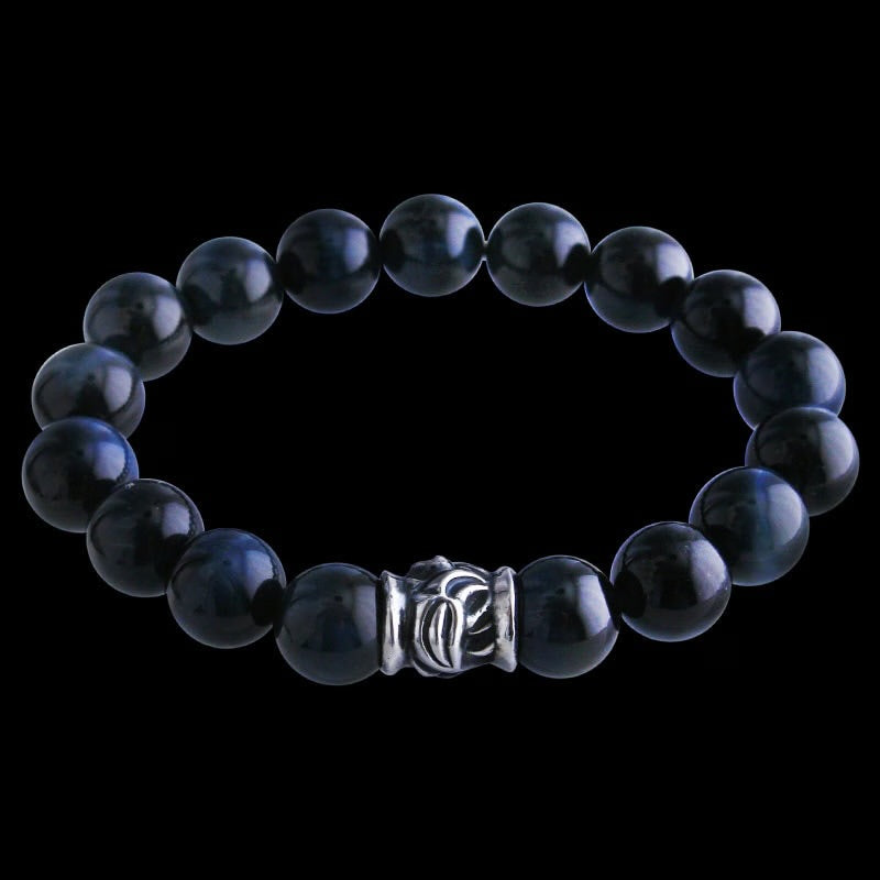 10mm Hawk Bead Blue Tiger Eye Bracelet