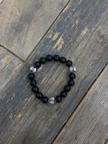 10mm 3 Chrome Bead Shiny Onyx Bracelet