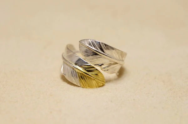 S Size Feather K18 Tip Ring